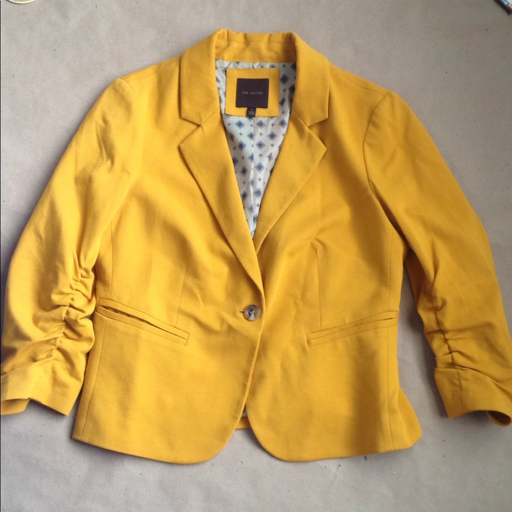 Mustard yellow The Limited 3/4 Sleeve Blazer
